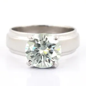2.40 Ct Certified Off-White Tinge of Blue Diamond Ring in 925 Silver, Band Style & Great Shine