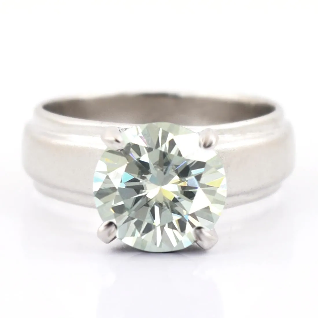 2.40 Ct Certified Off-White Tinge of Blue Diamond Ring in 925 Silver, Band Style & Great Shine