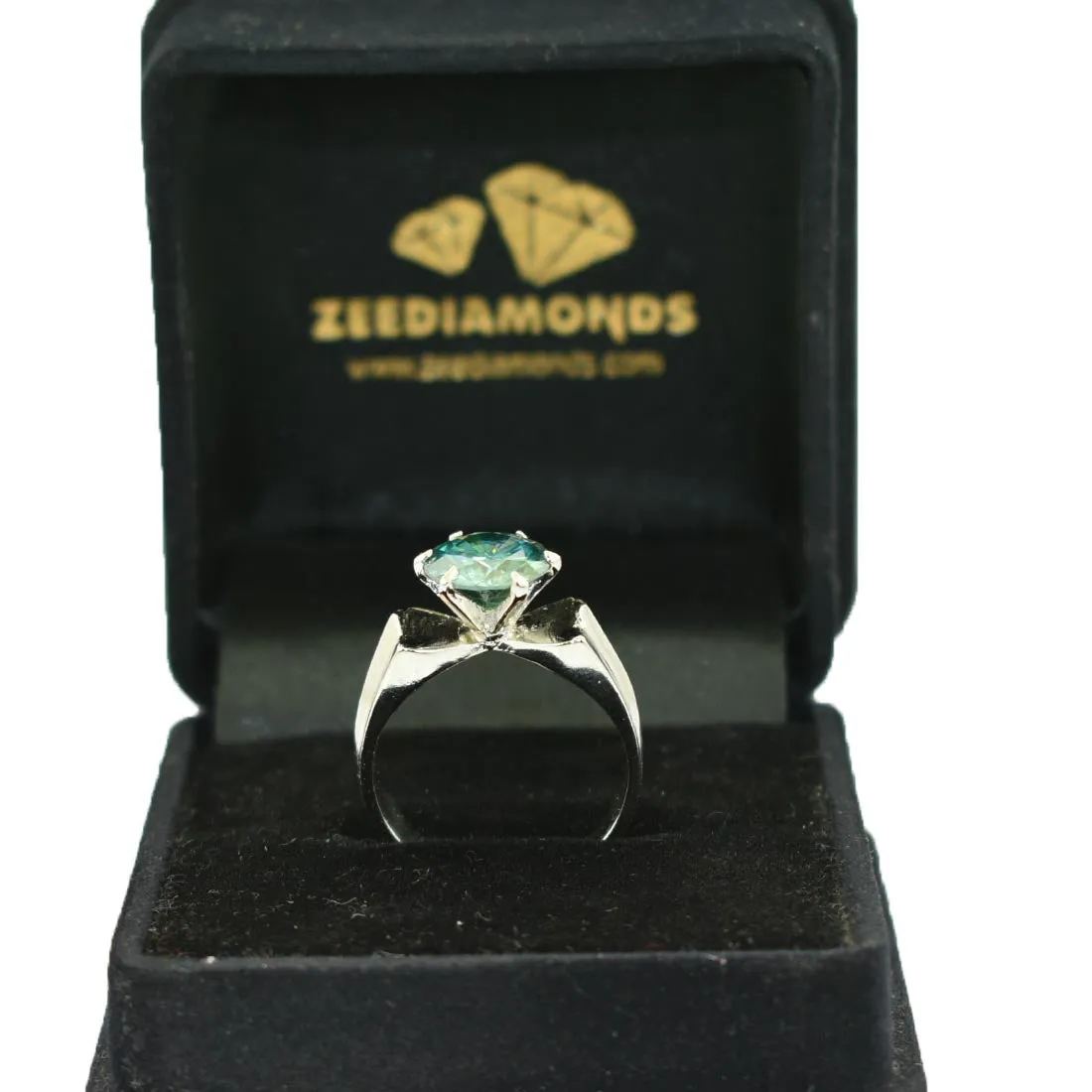 2.50 Ct AAA Certified Blue Diamond Solitaire Ring in Prong Setting, Latest Design & Great Shine