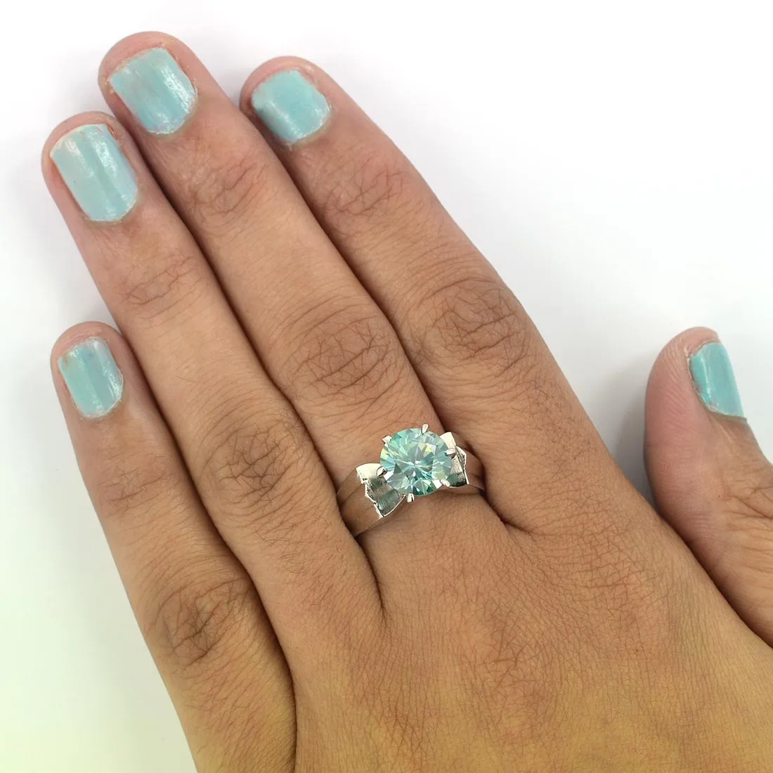 2.50 Ct AAA Certified Blue Diamond Solitaire Ring in Prong Setting, Latest Design & Great Shine