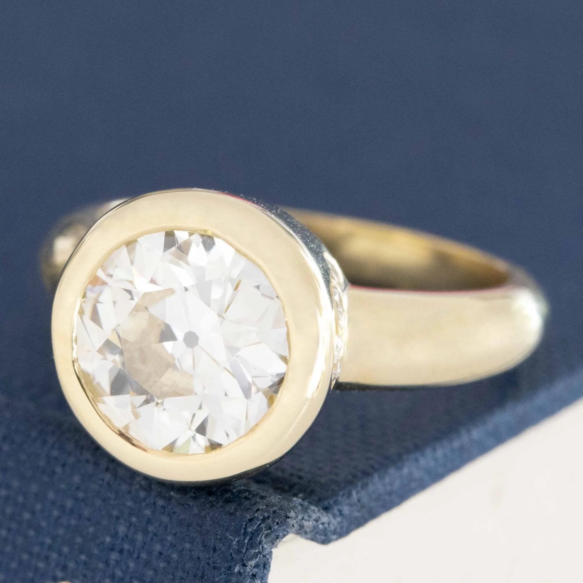 2.54ct Old European Cut Diamond Bezel Solitaire GIA