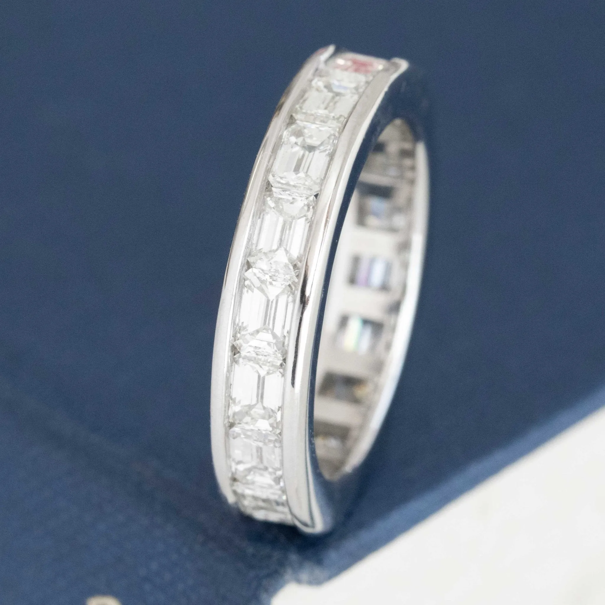 2.62ctw Emerald Cut Diamond Channel Set Eternity Band