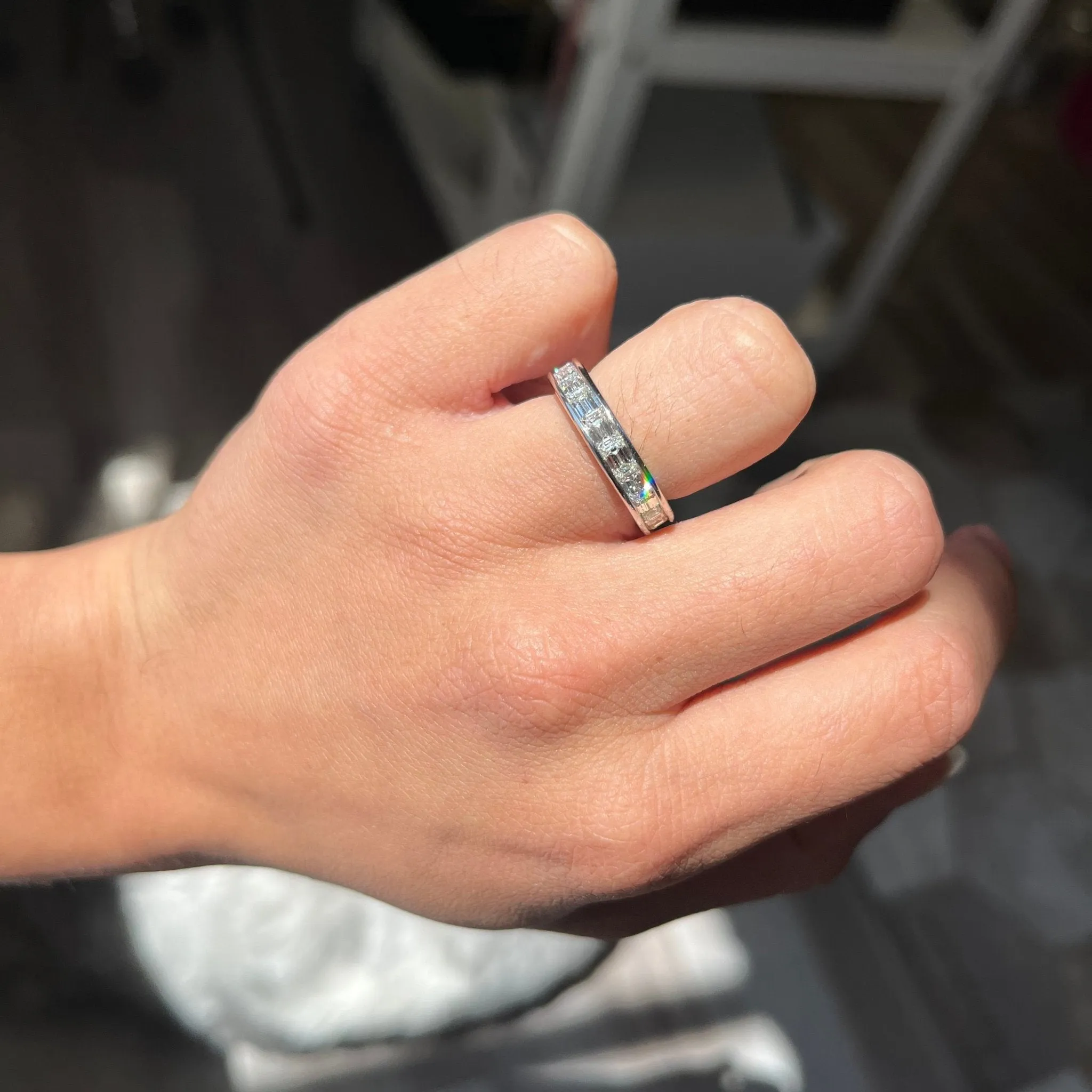 2.62ctw Emerald Cut Diamond Channel Set Eternity Band
