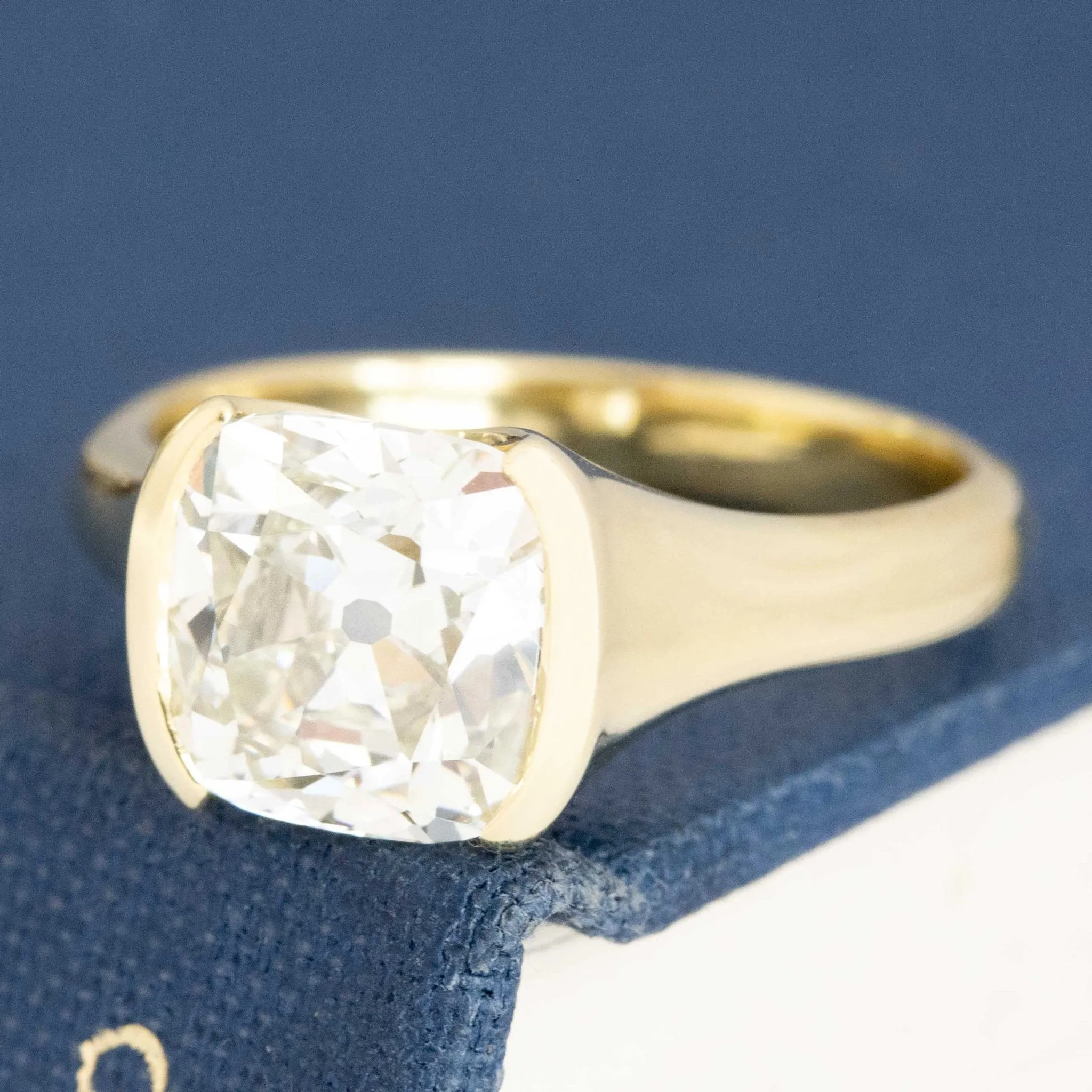2.94ct Old Mine Cut Diamond Half-Bezel "Camden" Solitaire, GIA