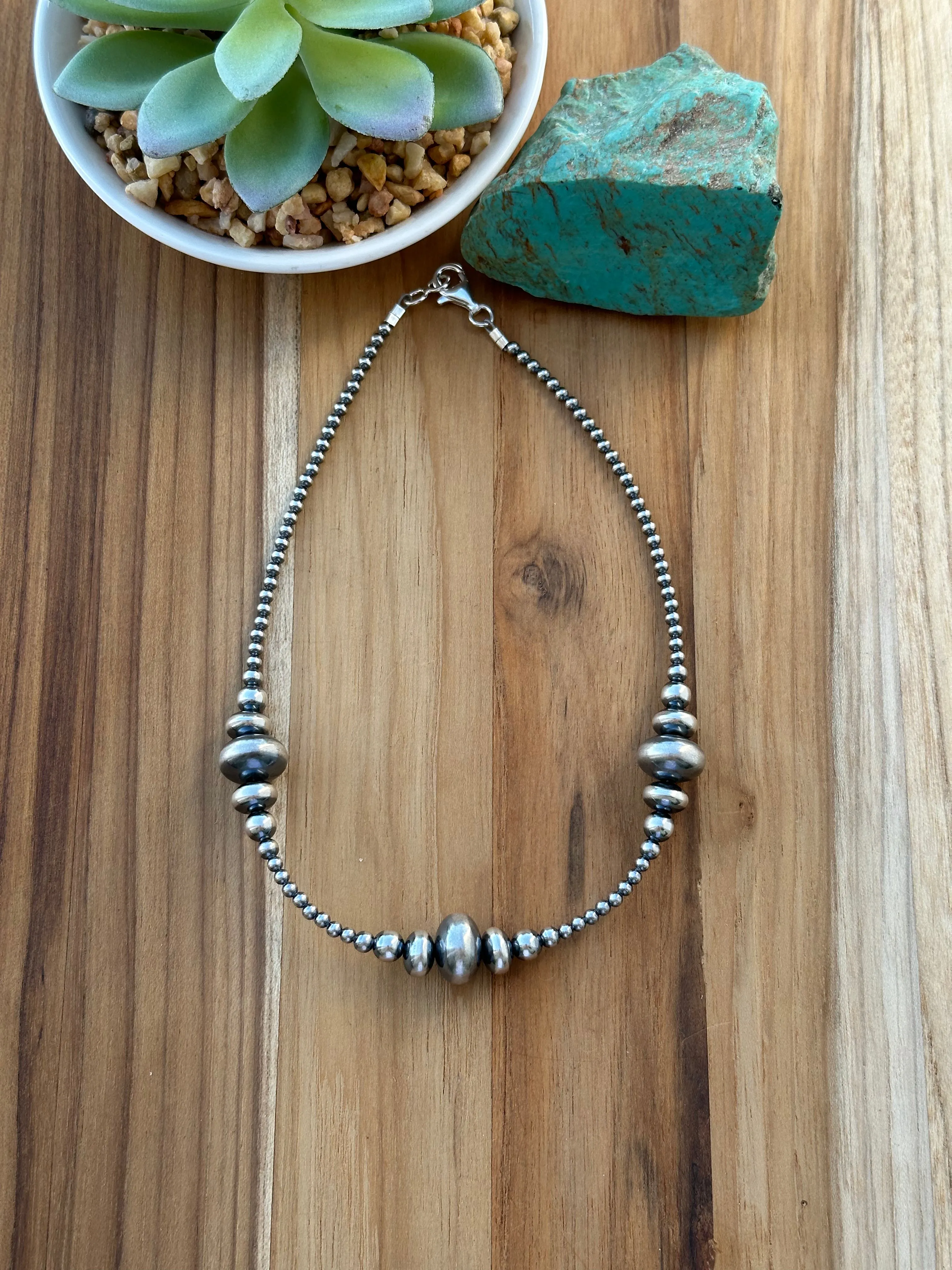 3-9MM Rondelle Sterling Pearls Necklace