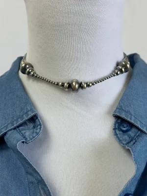 3-9MM Rondelle Sterling Pearls Necklace