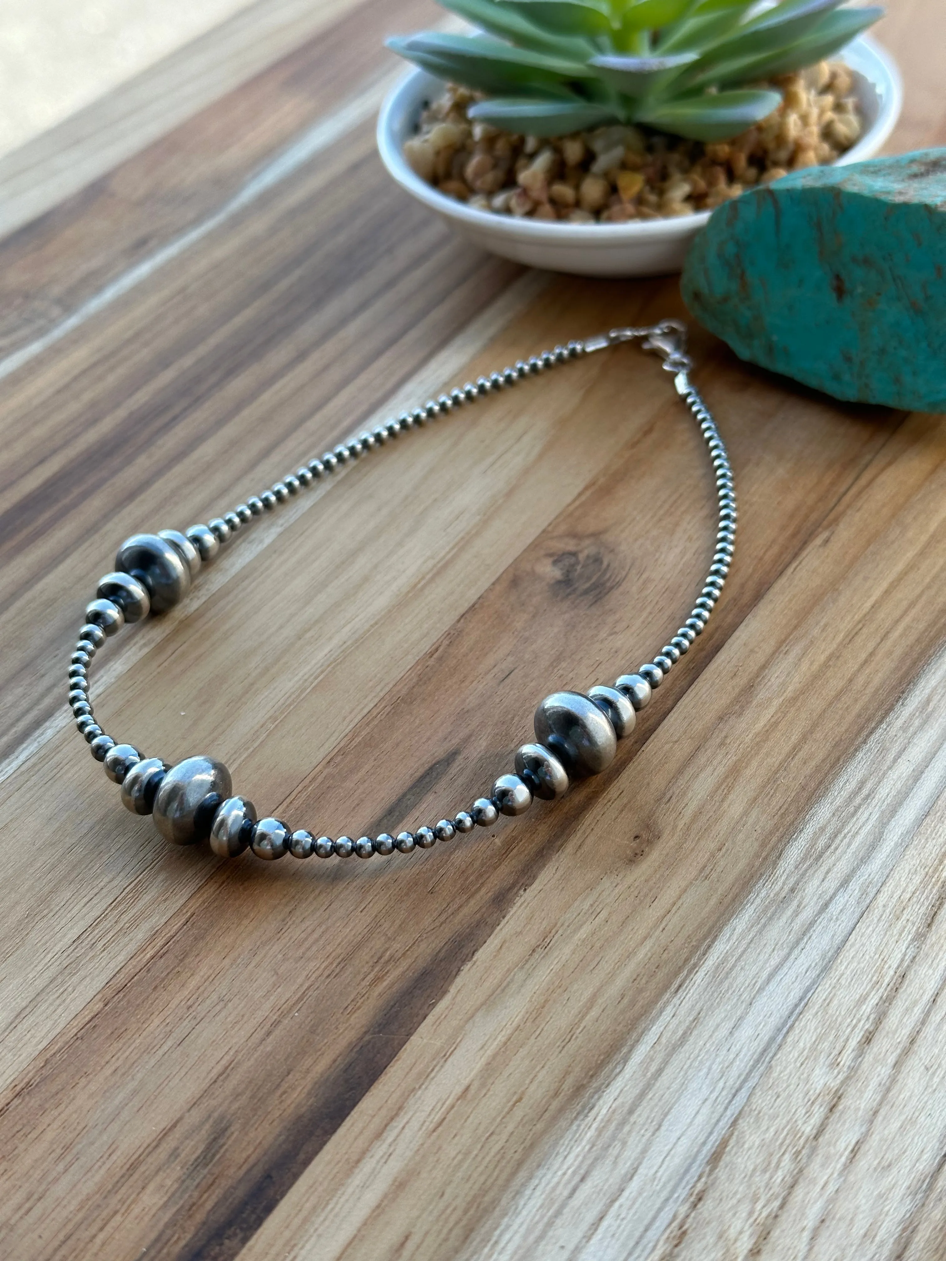 3-9MM Rondelle Sterling Pearls Necklace