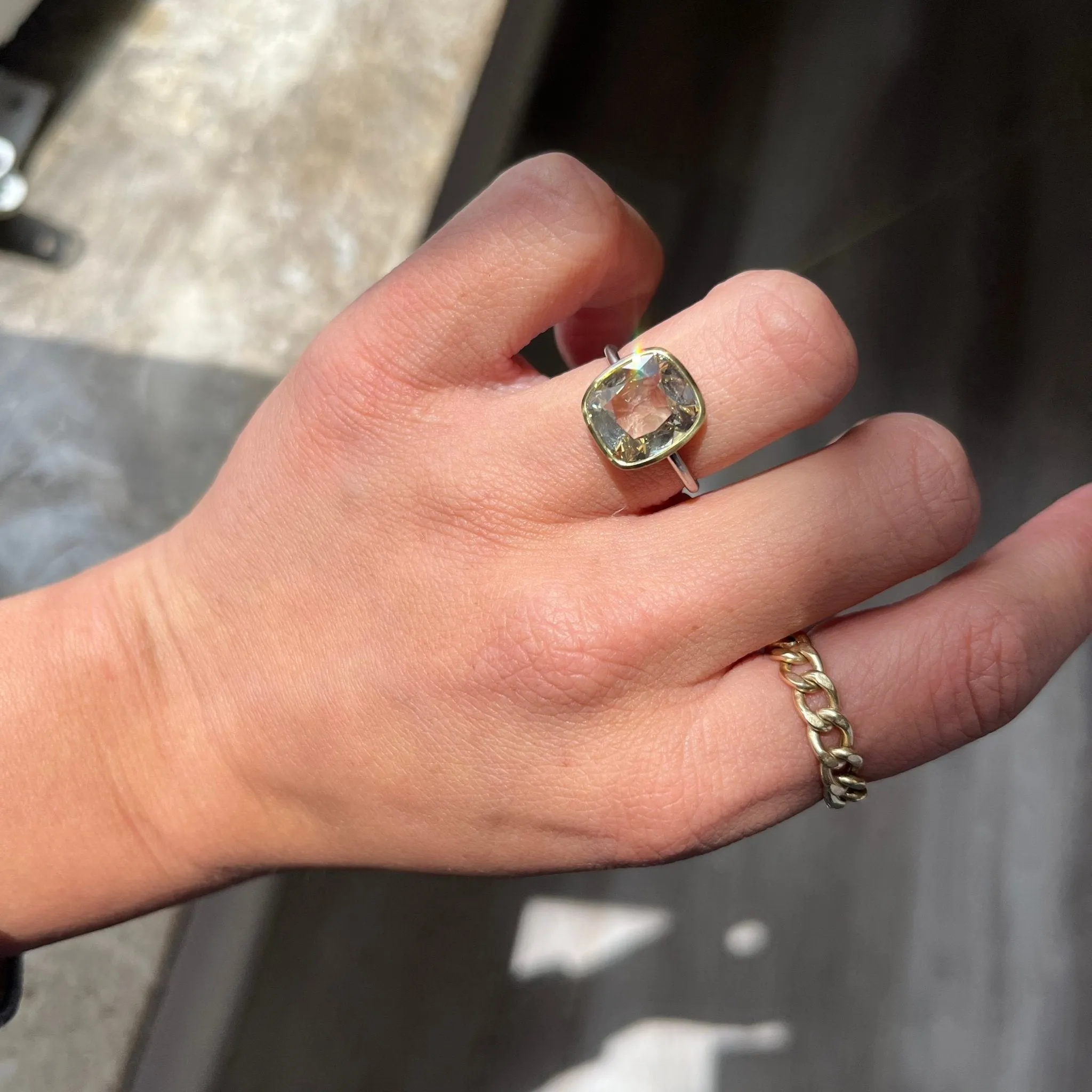 3.01ct Old Mine Cut Diamond Bezel Solitaire