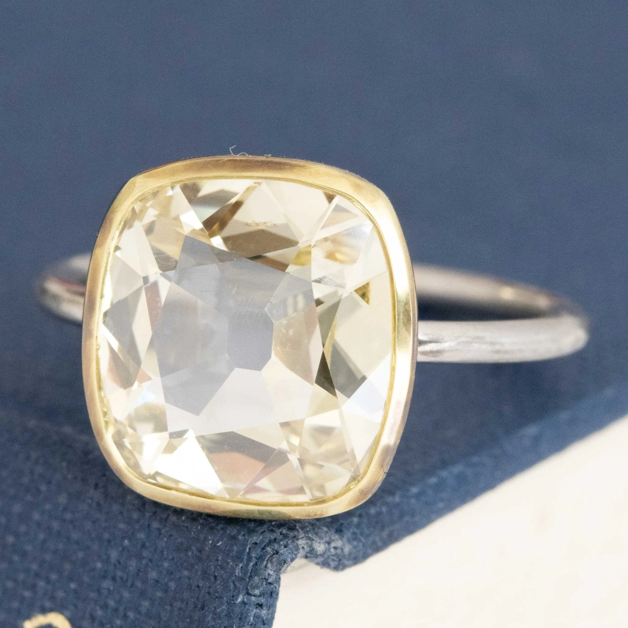 3.01ct Old Mine Cut Diamond Bezel Solitaire