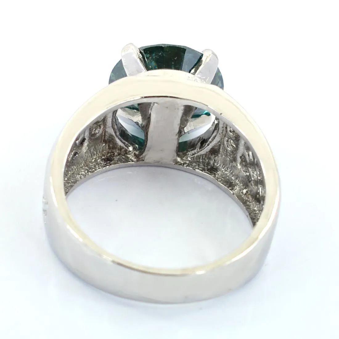 4.60 Ct Certified Blue Diamond Heavy Ring with Diamond Accents. Designer Collection & with Great Sparkle
