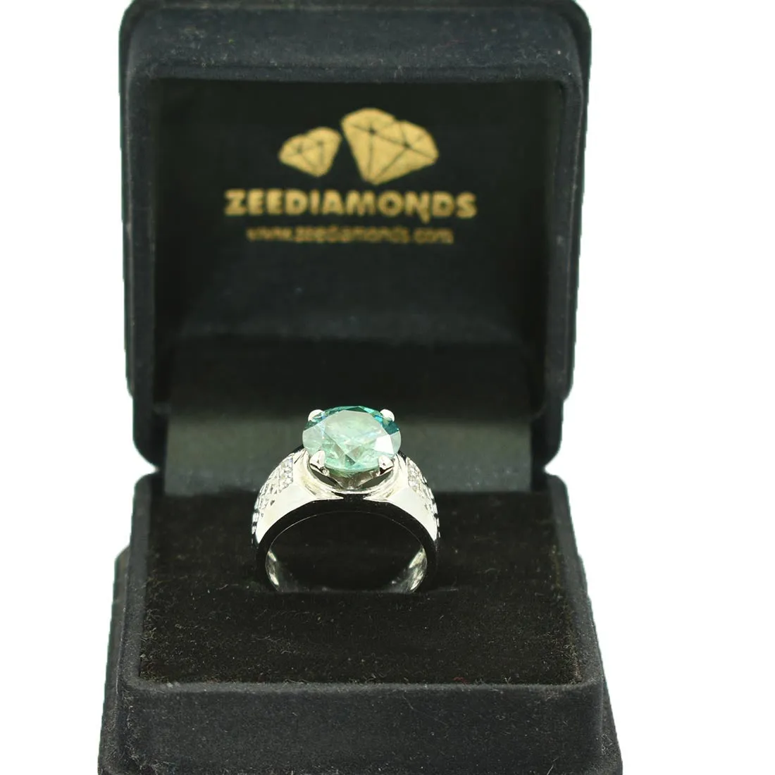 4.60 Ct Certified Blue Diamond Heavy Ring with Diamond Accents. Designer Collection & with Great Sparkle