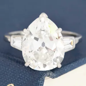 4.63ct Vintage Pear Cut Diamond Ring by Van Cleef & Arpels