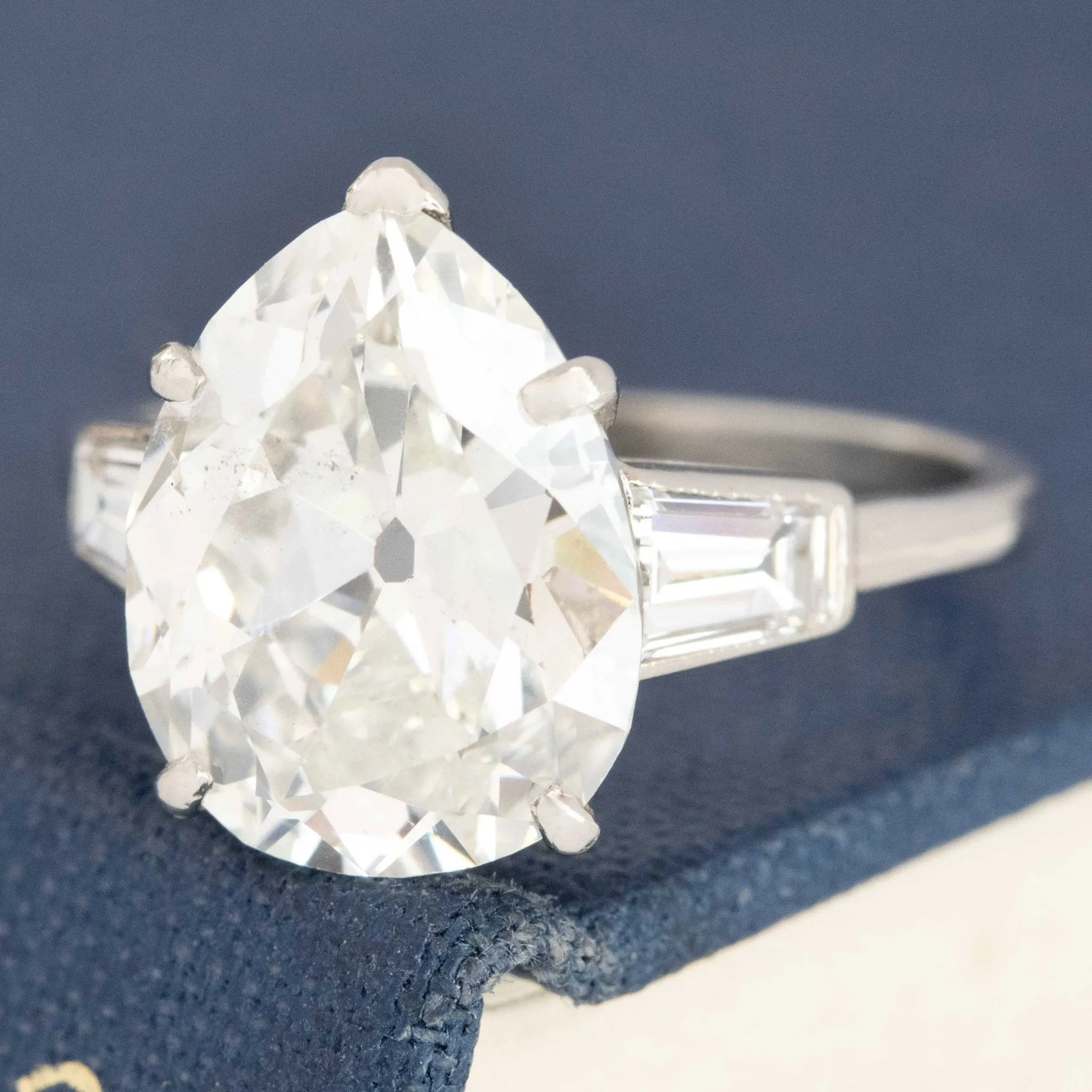 4.63ct Vintage Pear Cut Diamond Ring by Van Cleef & Arpels