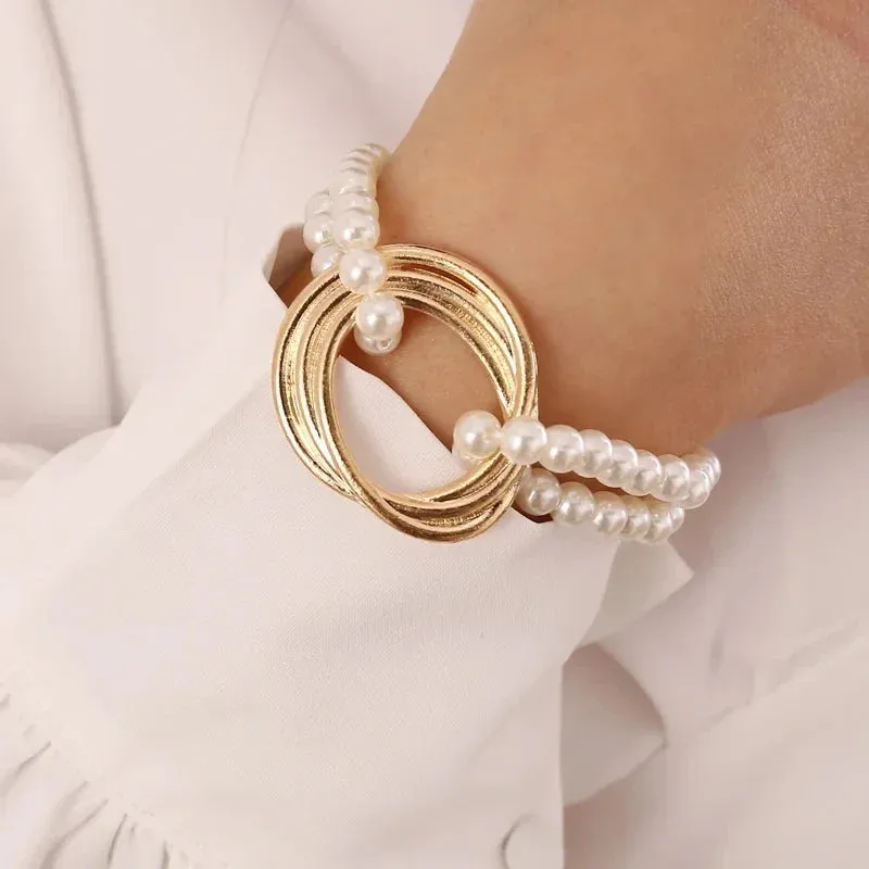 4pcs Punk Curb Cuban Chain Bracelets Set for Women Simple Thick Gold Color Charm Bracelets Fashion Jewelry Accessories New