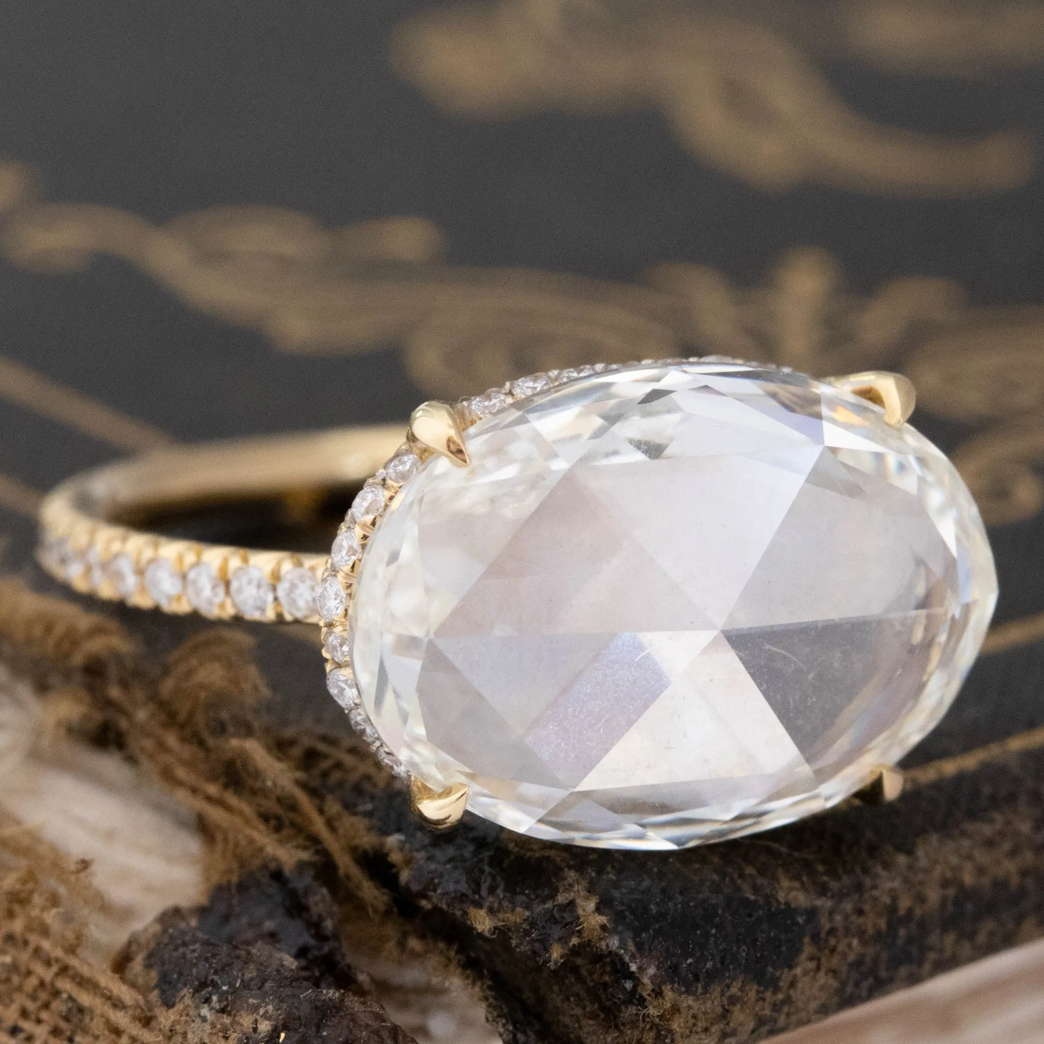 5.24ct Oval Rose Cut Diamond Solitaire by Fred Leighton