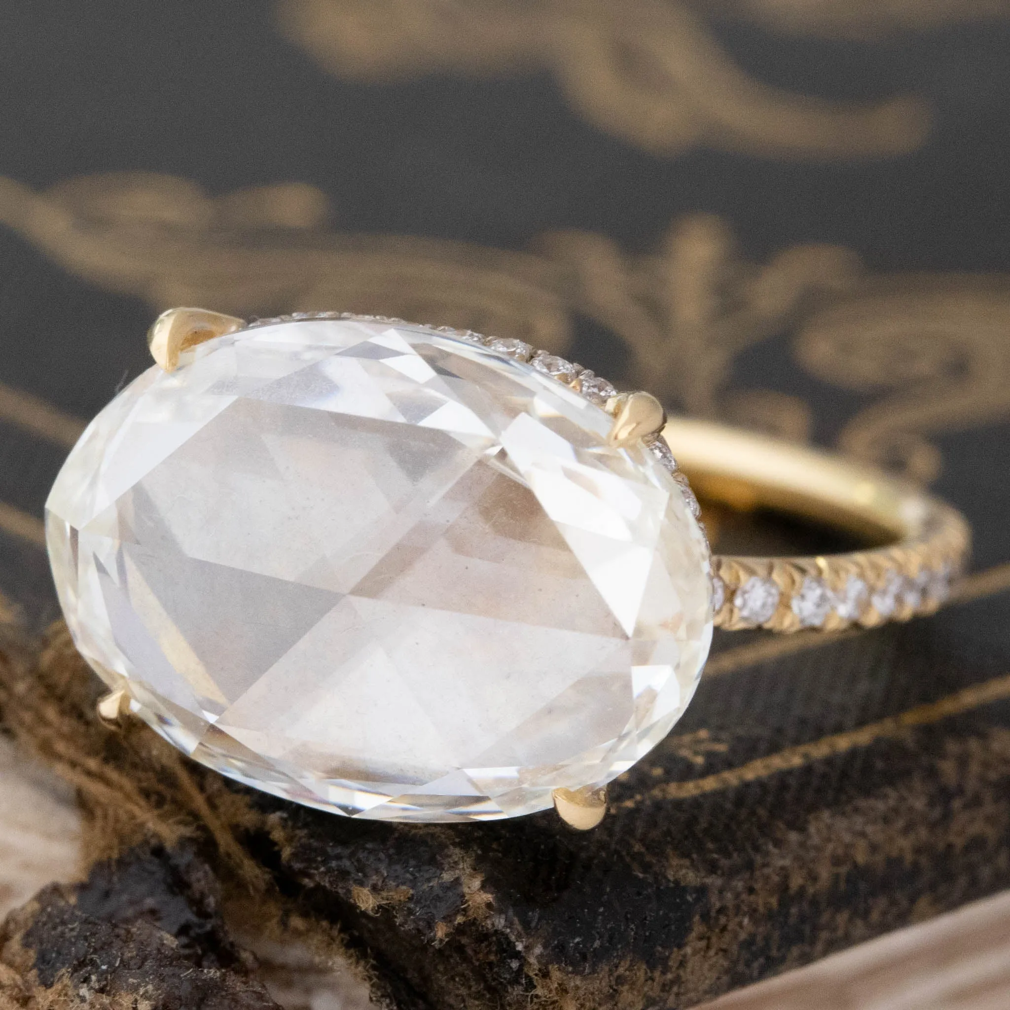 5.24ct Oval Rose Cut Diamond Solitaire by Fred Leighton