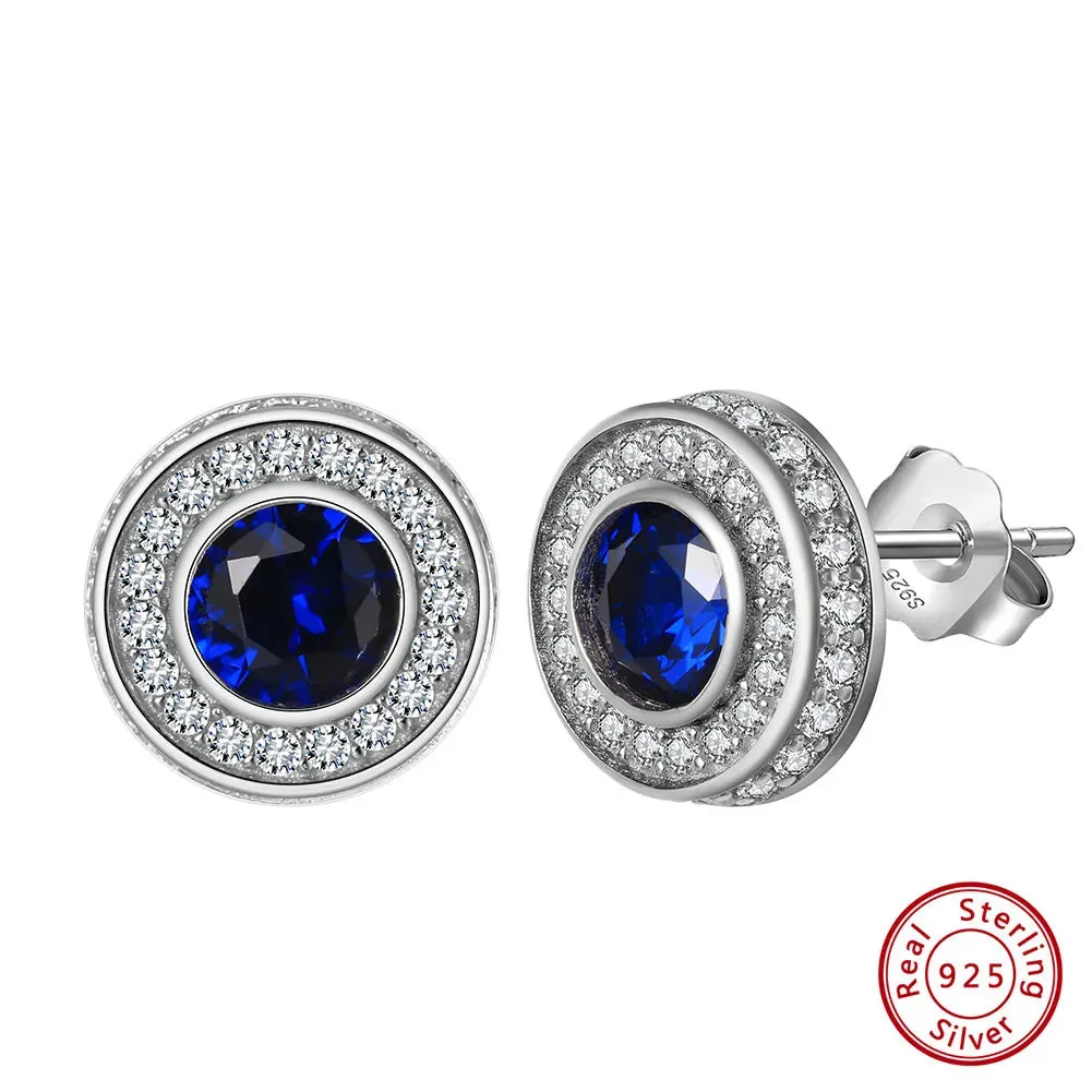 5A Clear CZ Created Sapphire Stud Earrings