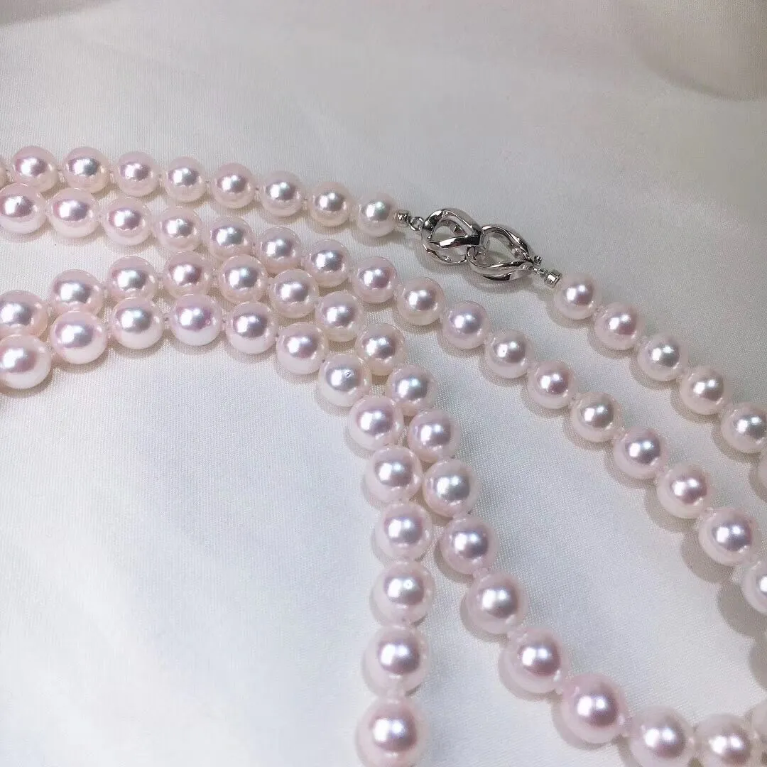 7.0-7.5 mm Japanese Akoya White Pearl Adjustable 24 Inch Matinee Length Necklace