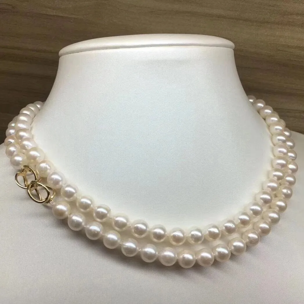 7.0-7.5 mm Japanese Akoya White Pearl Adjustable 24 Inch Matinee Length Necklace