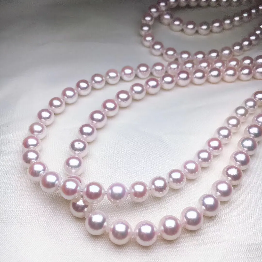 7.0-7.5 mm Japanese Akoya White Pearl Adjustable 24 Inch Matinee Length Necklace