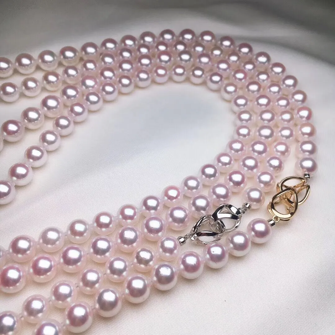 7.0-7.5 mm Japanese Akoya White Pearl Adjustable 24 Inch Matinee Length Necklace