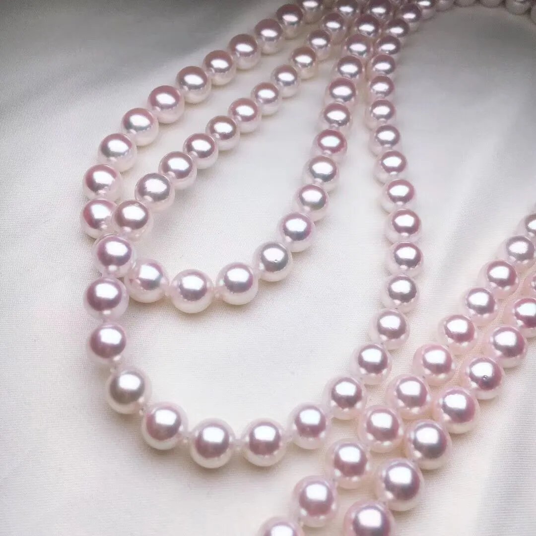 7.0-7.5 mm Japanese Akoya White Pearl Adjustable 24 Inch Matinee Length Necklace