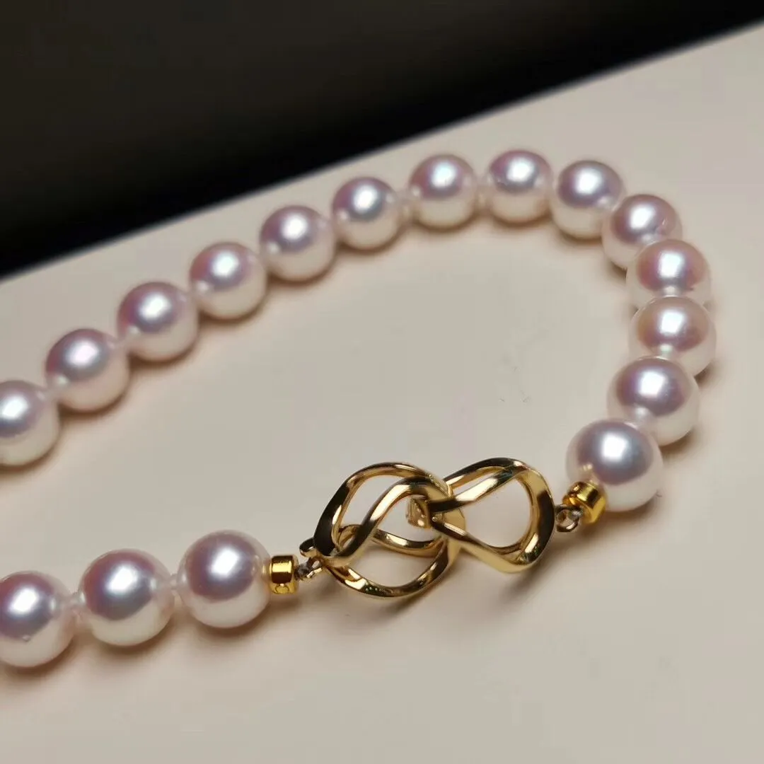 7.0-7.5 mm Japanese Akoya White Pearl Adjustable 24 Inch Matinee Length Necklace