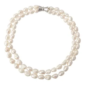 701-01-S | BAROQUE DOUBLE STRAND (WHITE ON SILVER)