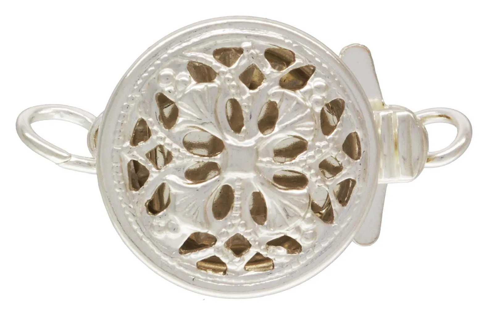 9.0mm Round Filigree Pearl Clasp, Sterling Silver. Made in USA. #5003571
