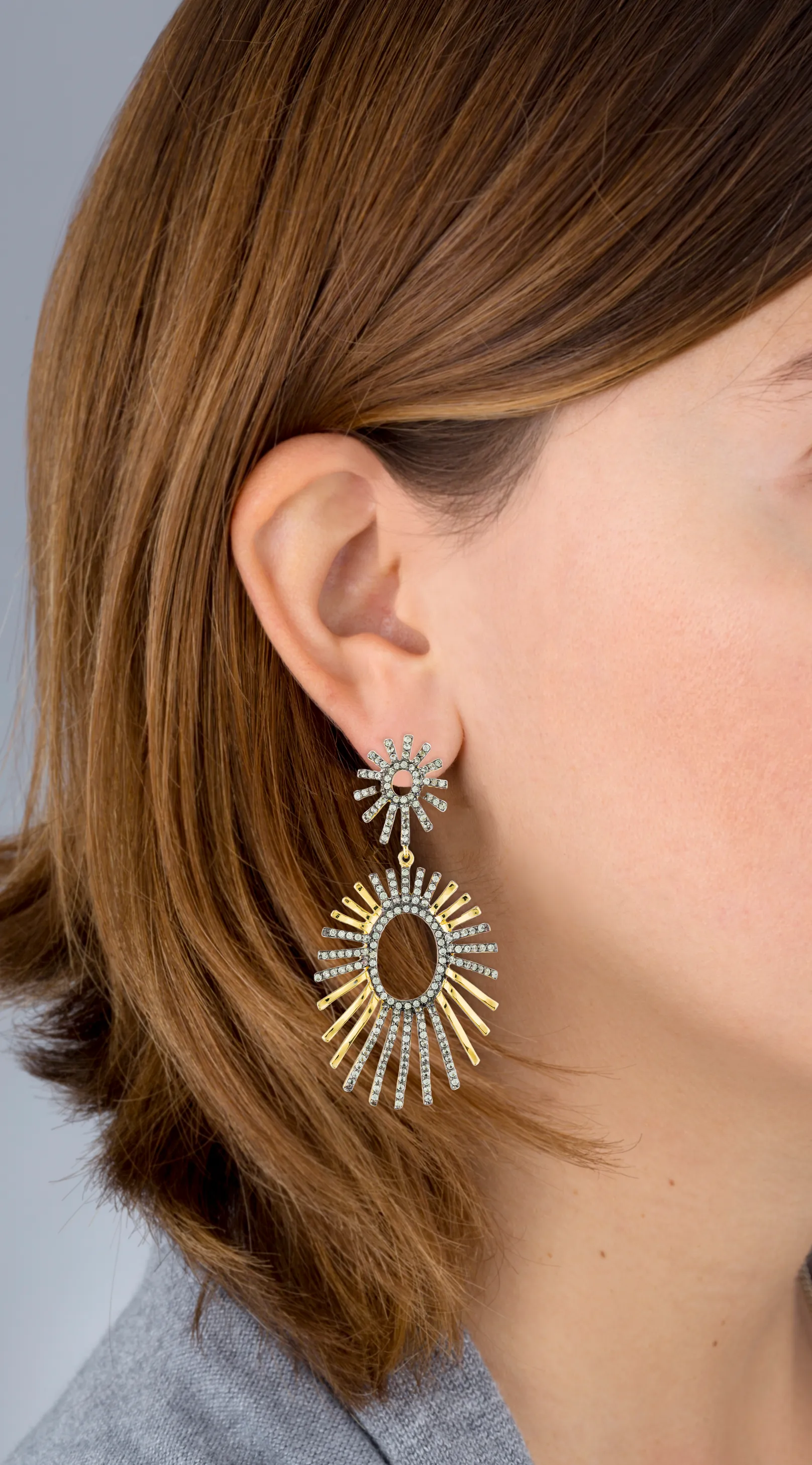 925 Silver Gold Plated Earrings with Green Sapphire