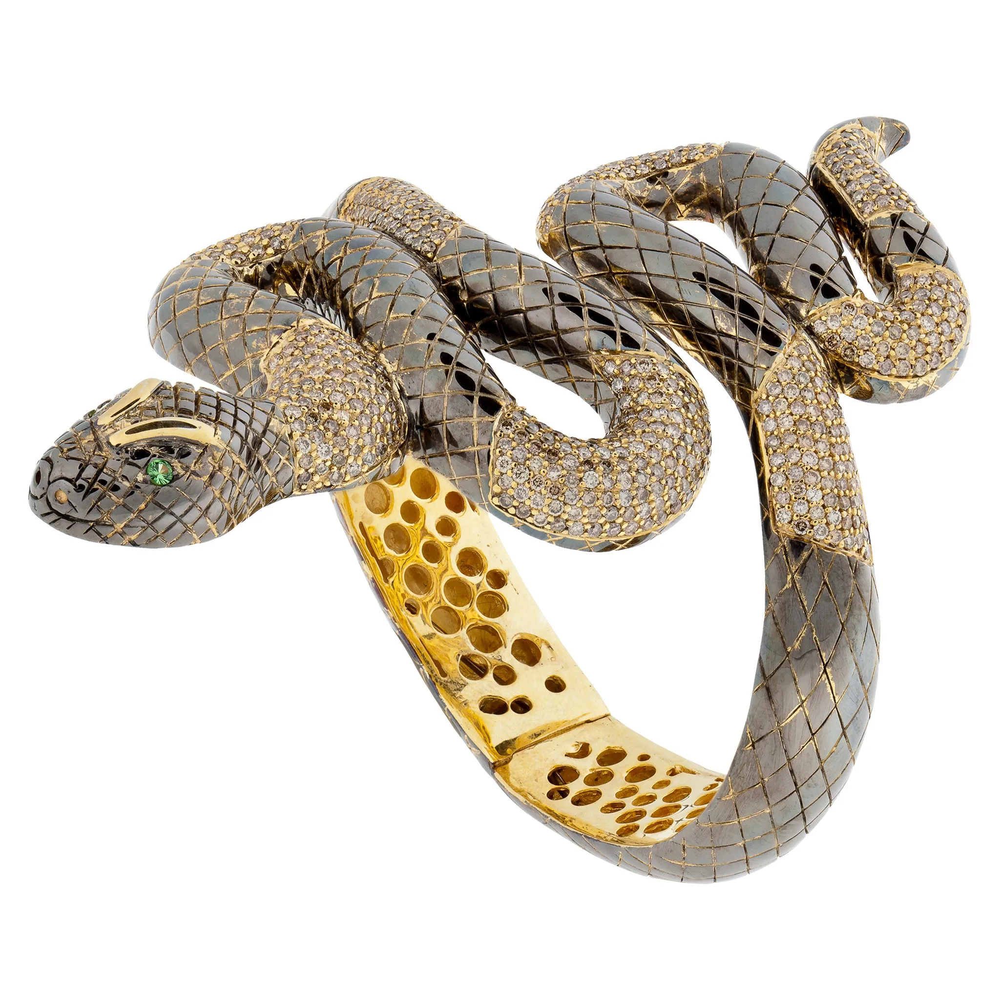 925 Silver Snake Bracelet with Diamonds
