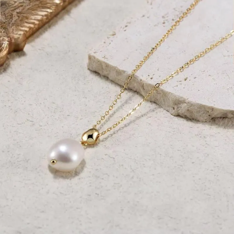 925 Sterling Silver Necklace with Handpicked Freashwater Baroque Pearl for Women