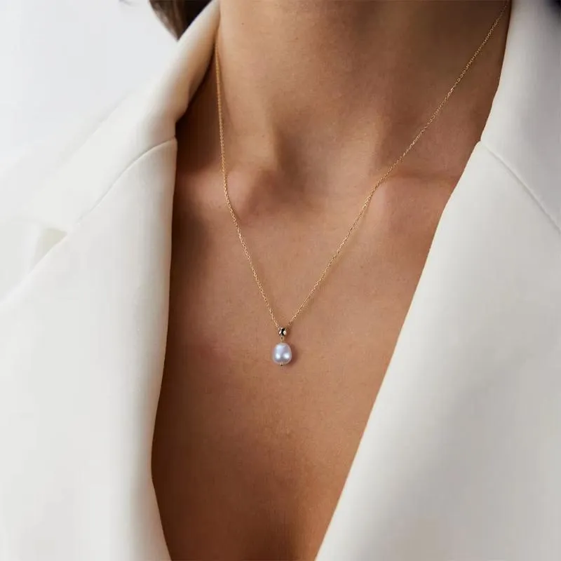 925 Sterling Silver Necklace with Handpicked Freashwater Baroque Pearl for Women