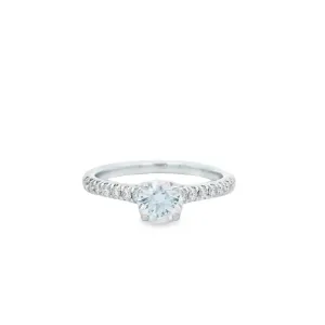9ct White Gold Round Brilliant Lab Grown Diamond Engagement Ring with Shoulder Stones TDW= 0.92ct