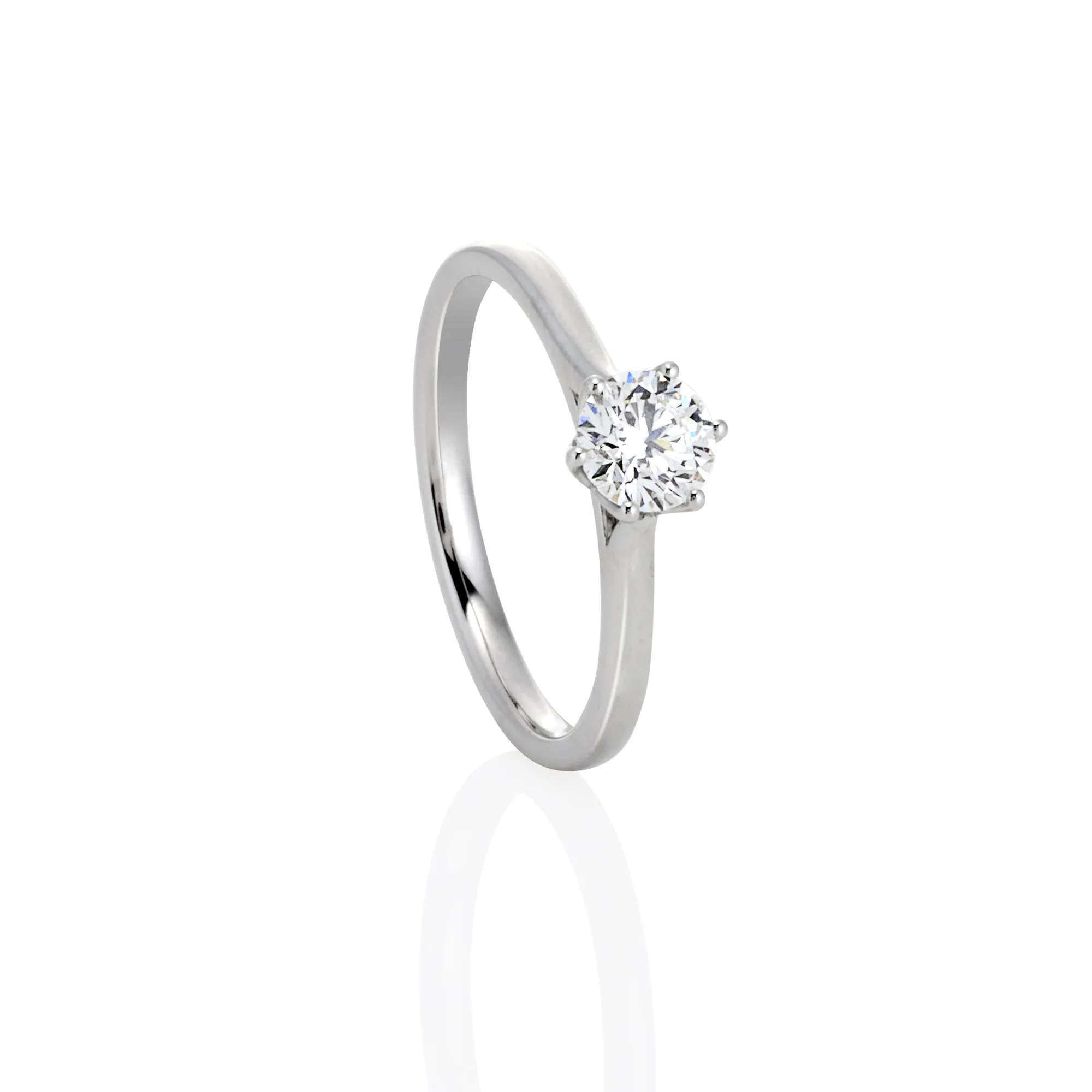 9ct White Gold Round Brilliant Lab Grown Diamond Solitaire Engagement Ring TDW= 0.53ct