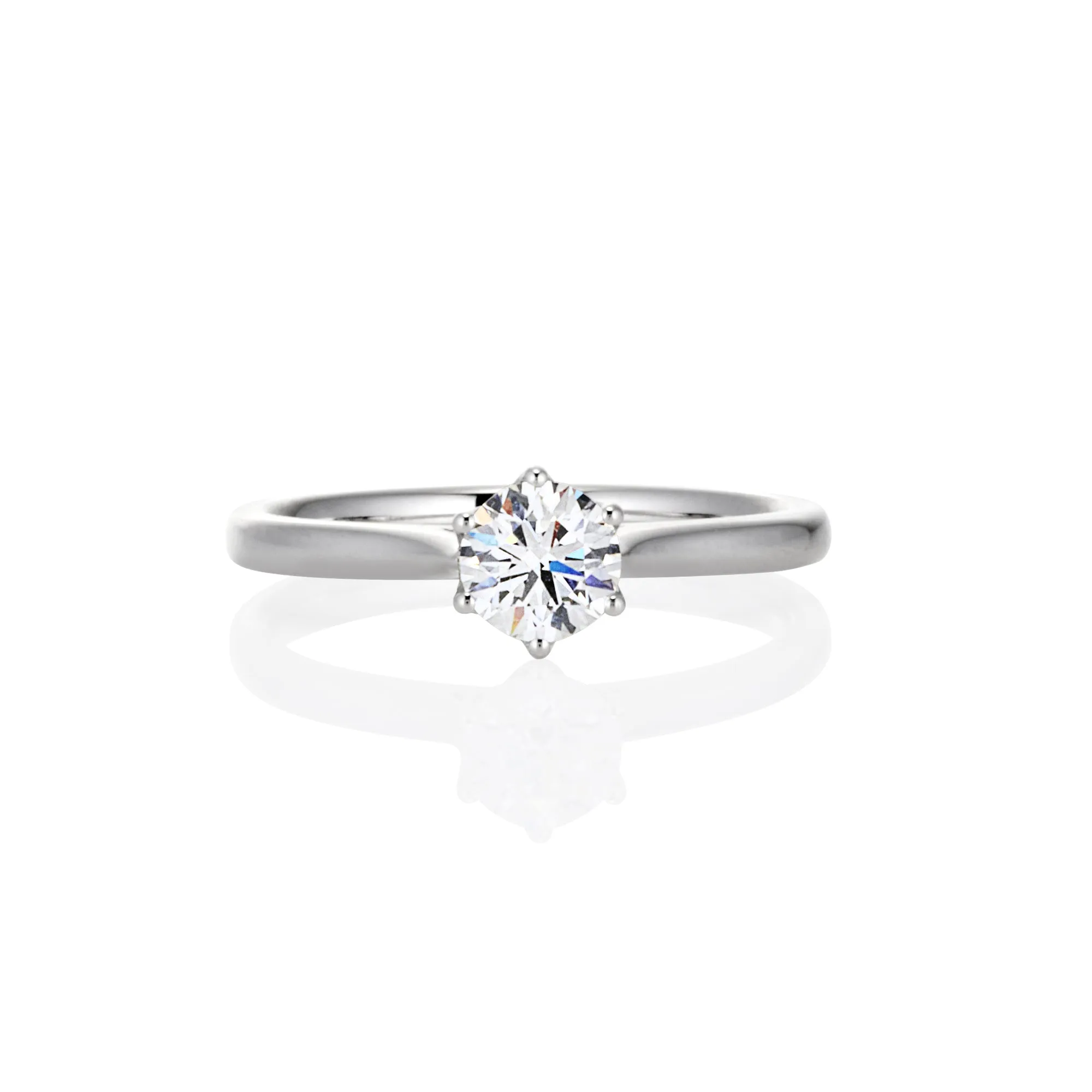 9ct White Gold Round Brilliant Lab Grown Diamond Solitaire Engagement Ring TDW= 0.53ct
