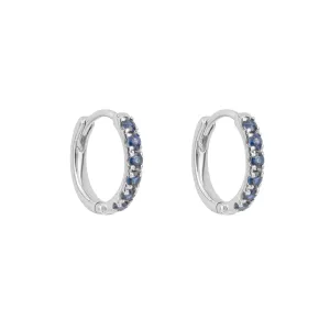 9ct White Gold Sapphire Huggie Hoop Earrings