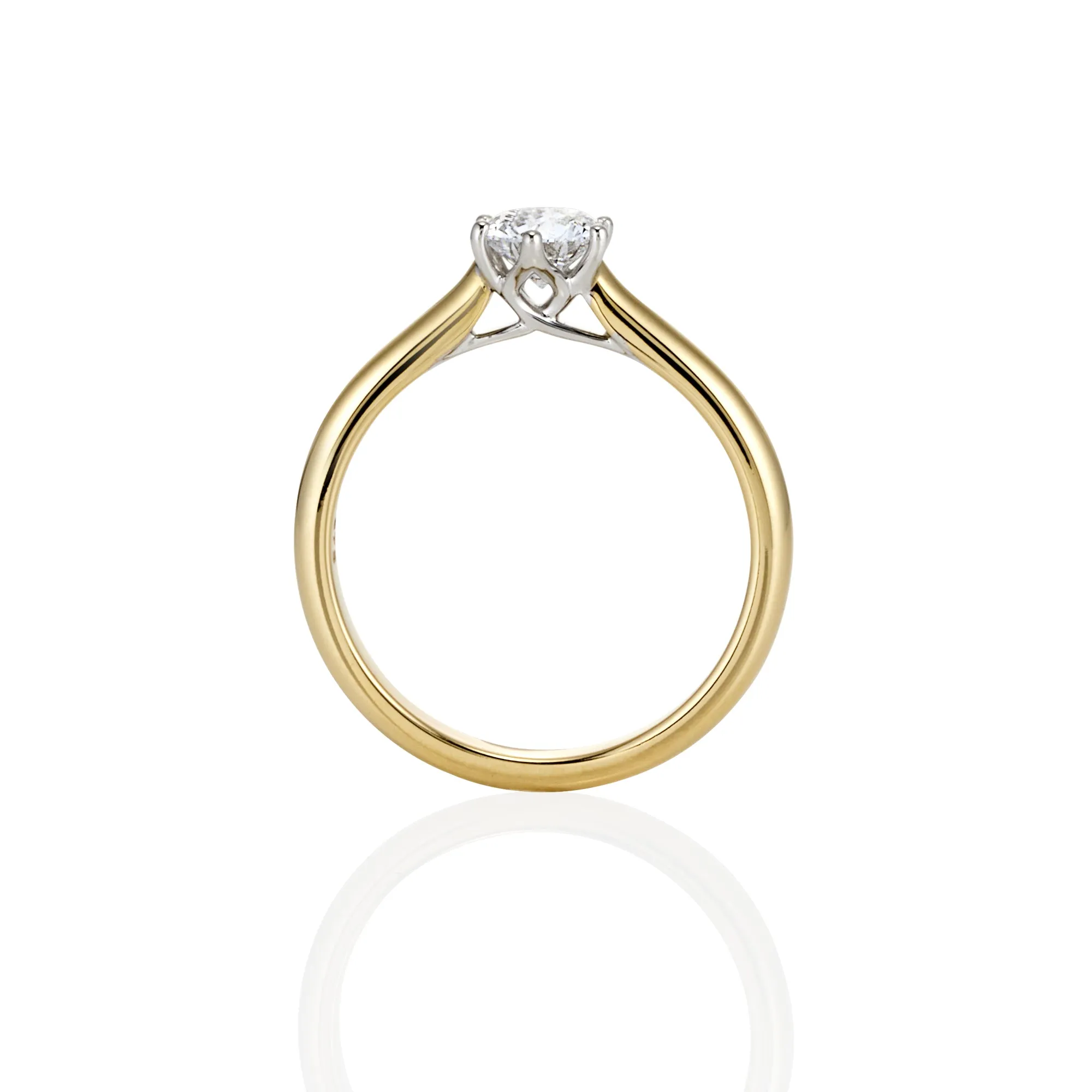 9ct Yellow & White Gold Round Brilliant Lab Grown Diamond Solitaire Engagement Ring TDW= 0.55ct