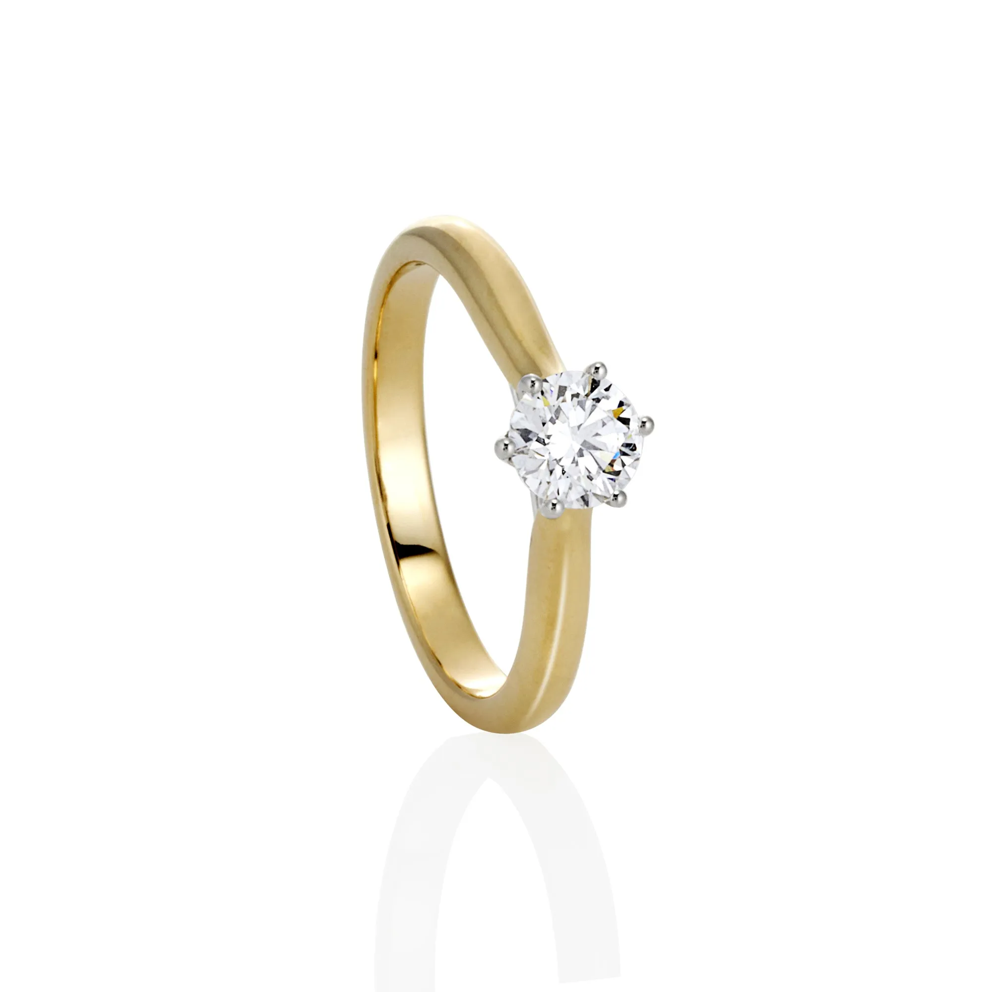 9ct Yellow & White Gold Round Brilliant Lab Grown Diamond Solitaire Engagement Ring TDW= 0.55ct