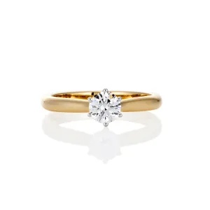9ct Yellow & White Gold Round Brilliant Lab Grown Diamond Solitaire Engagement Ring TDW= 0.55ct