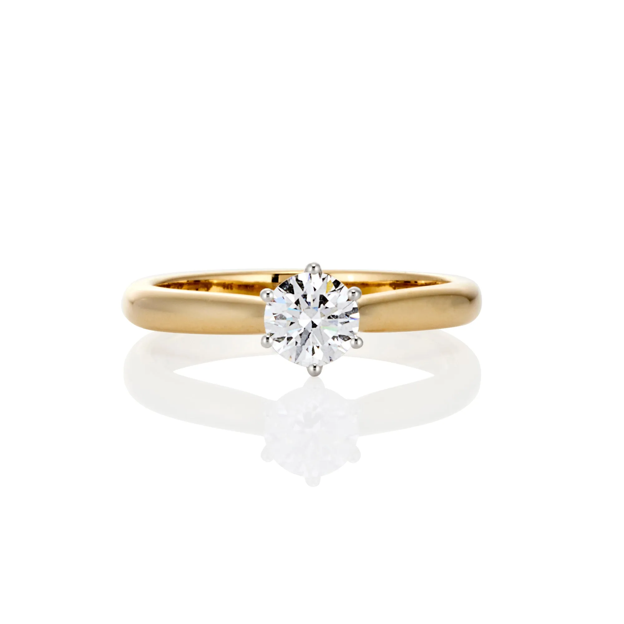 9ct Yellow & White Gold Round Brilliant Lab Grown Diamond Solitaire Engagement Ring TDW= 0.55ct