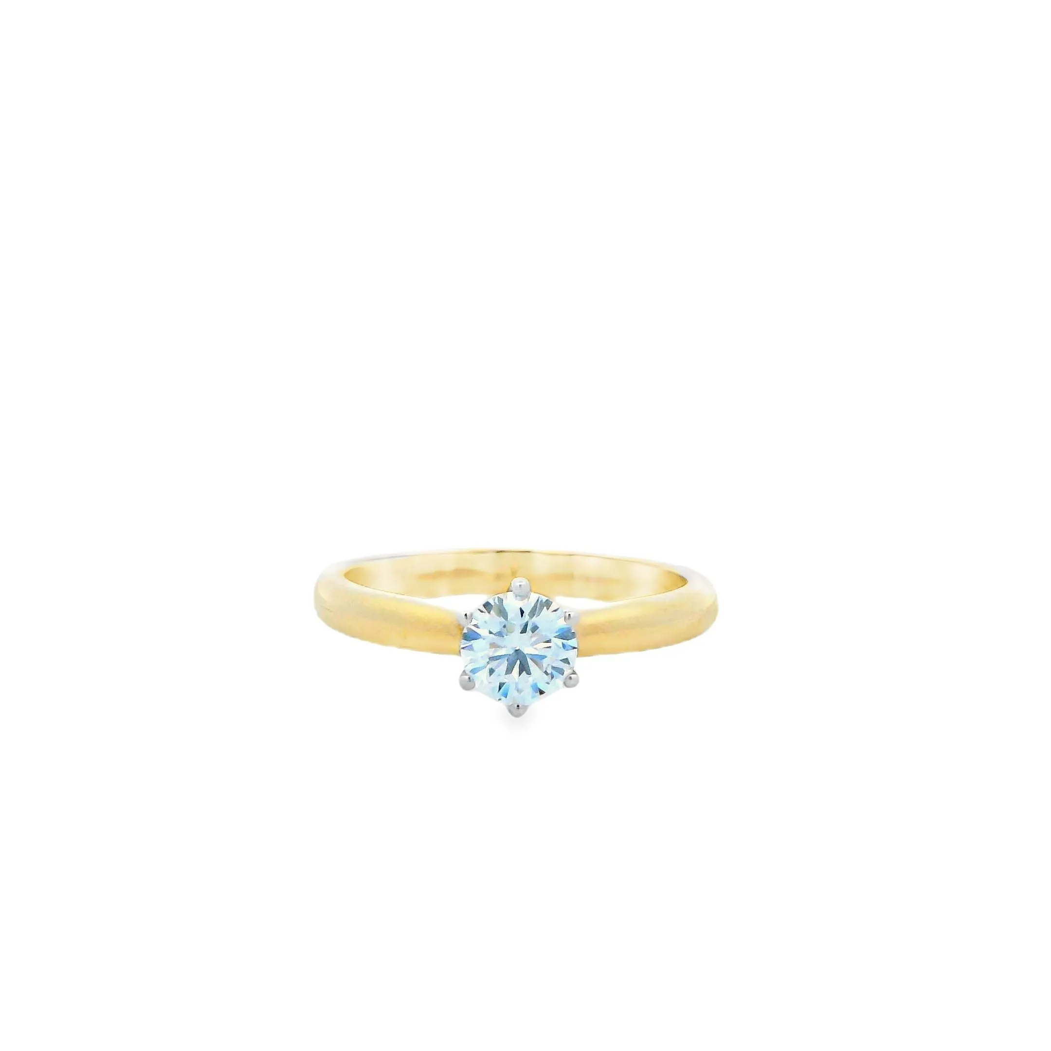 9ct Yellow and White Gold Round Brilliant Lab Grown Diamond Solitaire Engagement Ring TDW= 0.54ct