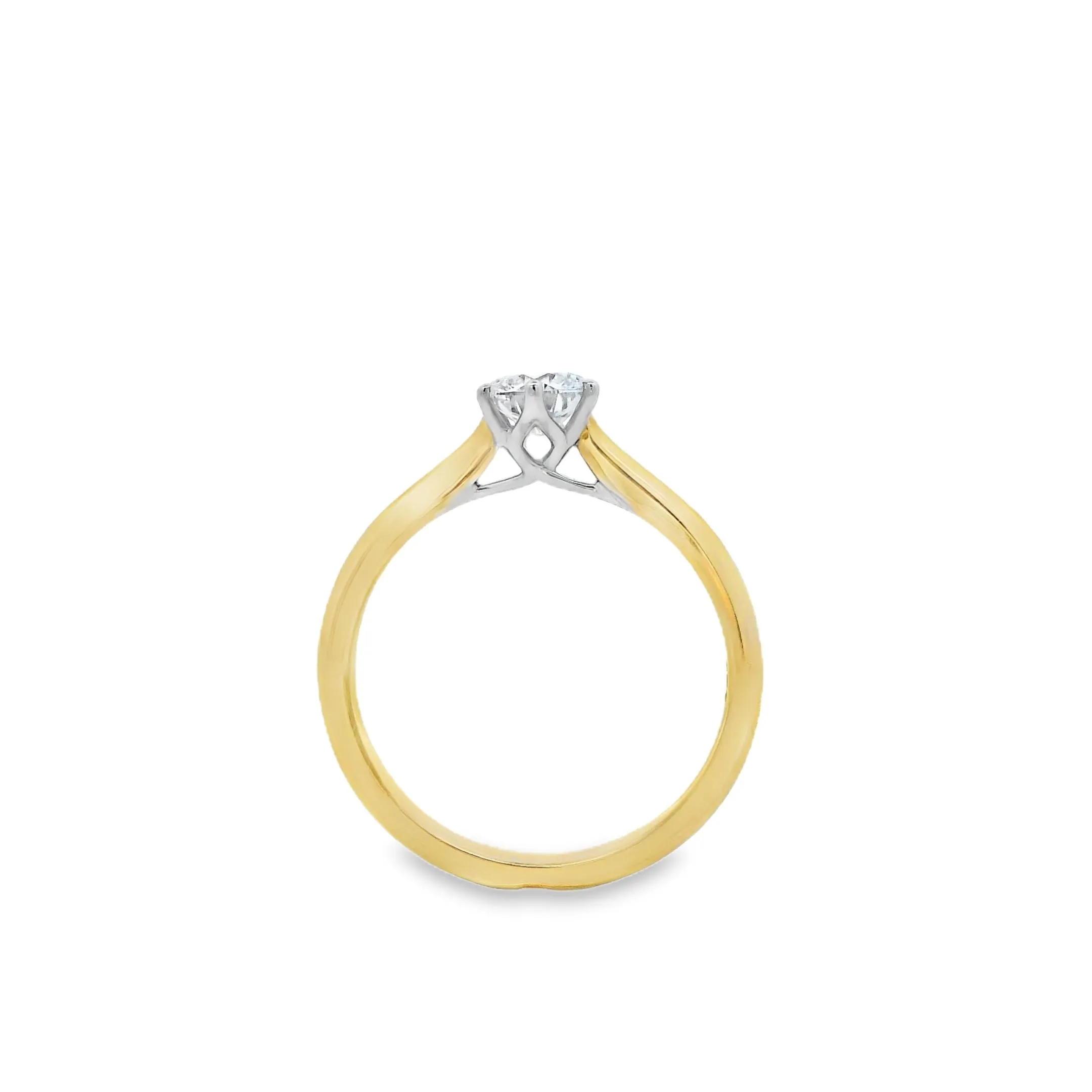 9ct Yellow and White Gold Round Brilliant Lab Grown Diamond Solitaire Engagement Ring TDW= 0.54ct