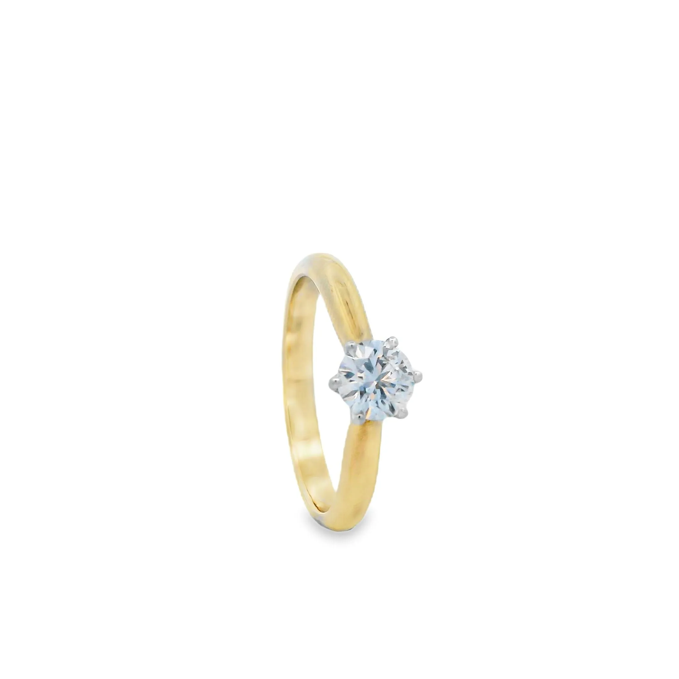 9ct Yellow and White Gold Round Brilliant Lab Grown Diamond Solitaire Engagement Ring TDW= 0.54ct