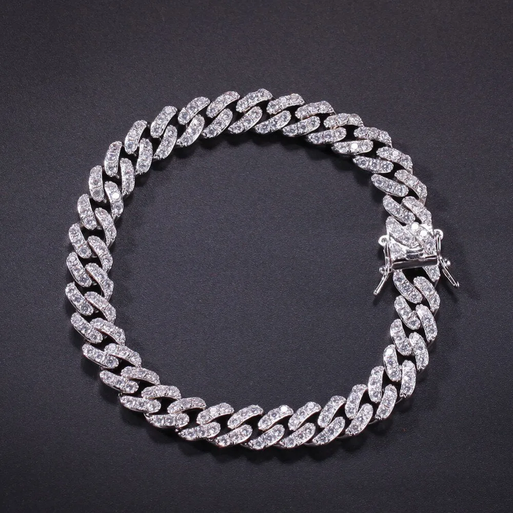 9mm Iced Out Cuban Link Bracelet