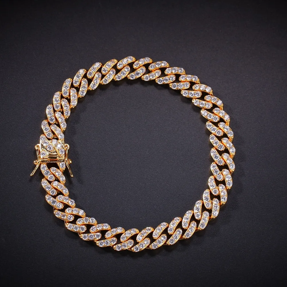 9mm Iced Out Cuban Link Bracelet