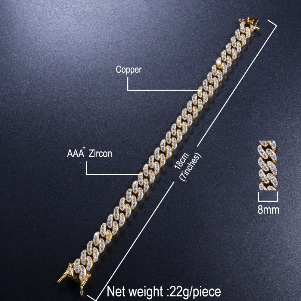 9mm Iced Out Cuban Link Bracelet