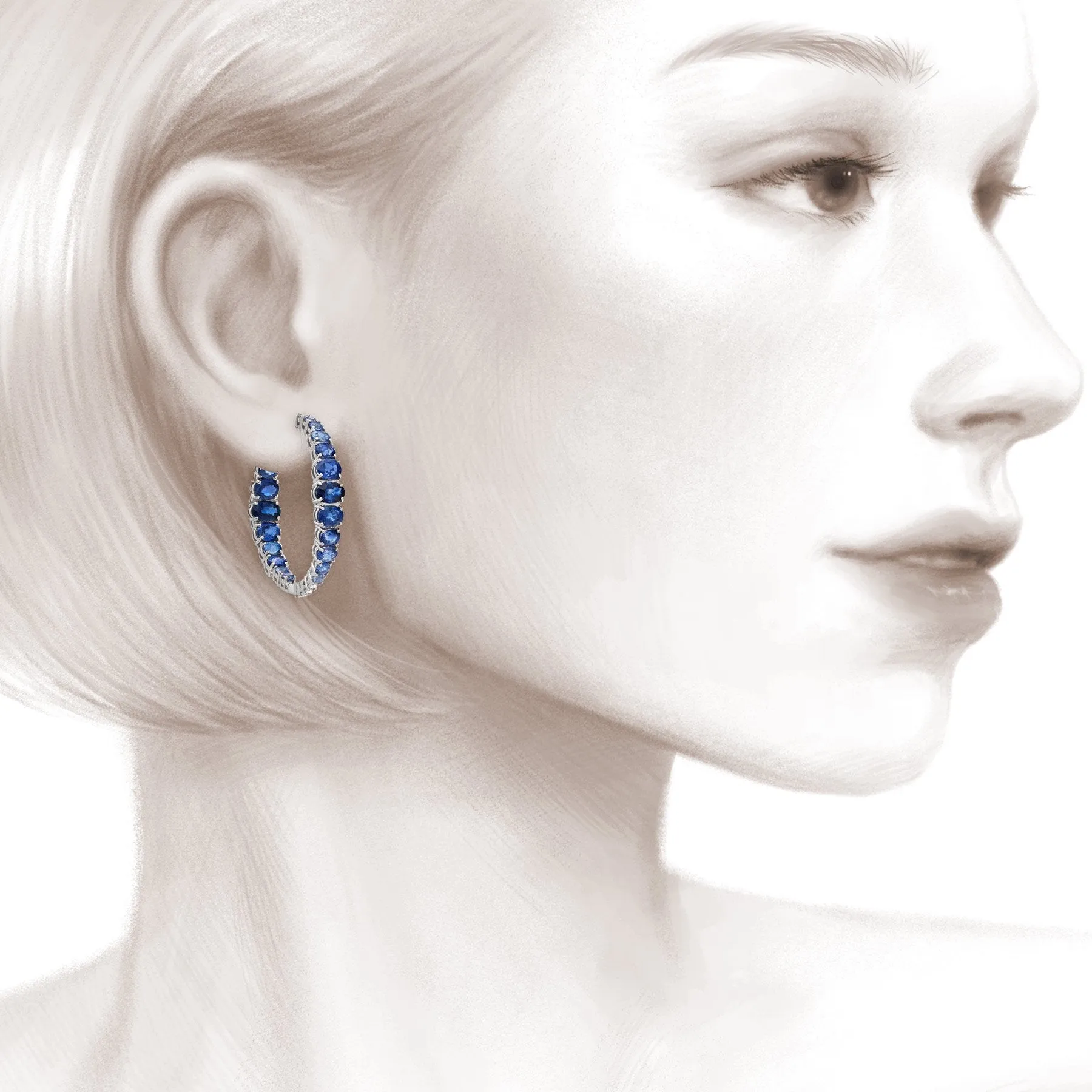 A Sea of Blue Tidal Blue Sapphire Hoops
