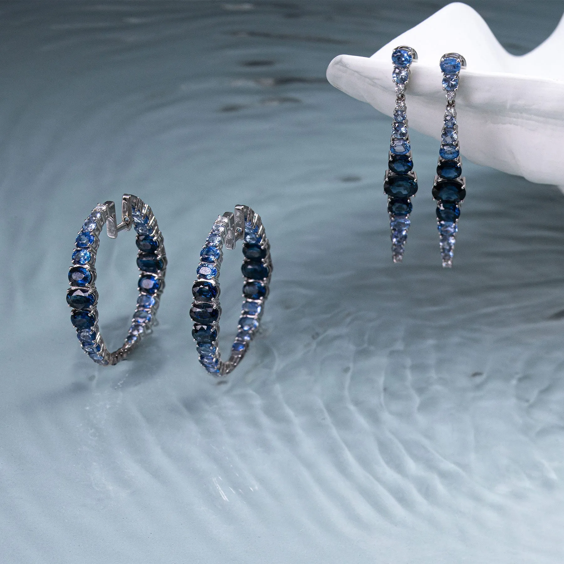A Sea of Blue Tidal Blue Sapphire Hoops