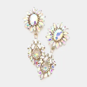 AB Crystal and Rhinestones Sunflower Pageant Earrings on Gold | Prom Earrings | Evening Earrings |  238131